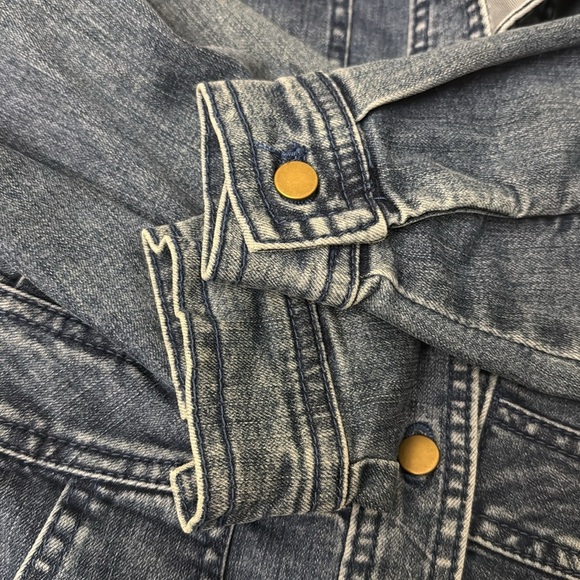 Free People Dark Wash Denim Long Sleeve Botton-Front Mini Dress  size XS - Picture 16 of 16